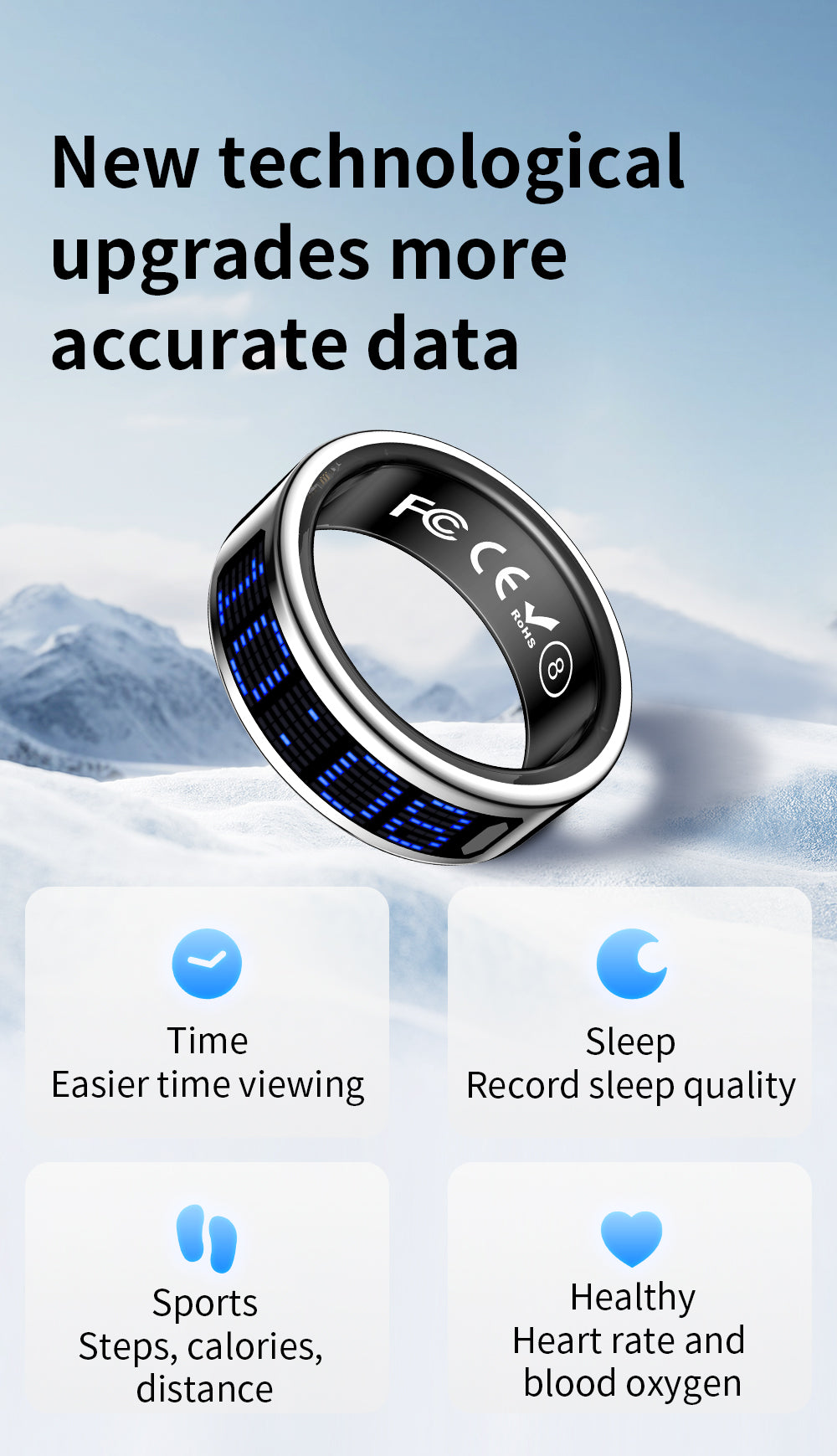 TUTEVETA Smart Ring | Health Monitoring, Sleep Tracking & 100M Waterproof