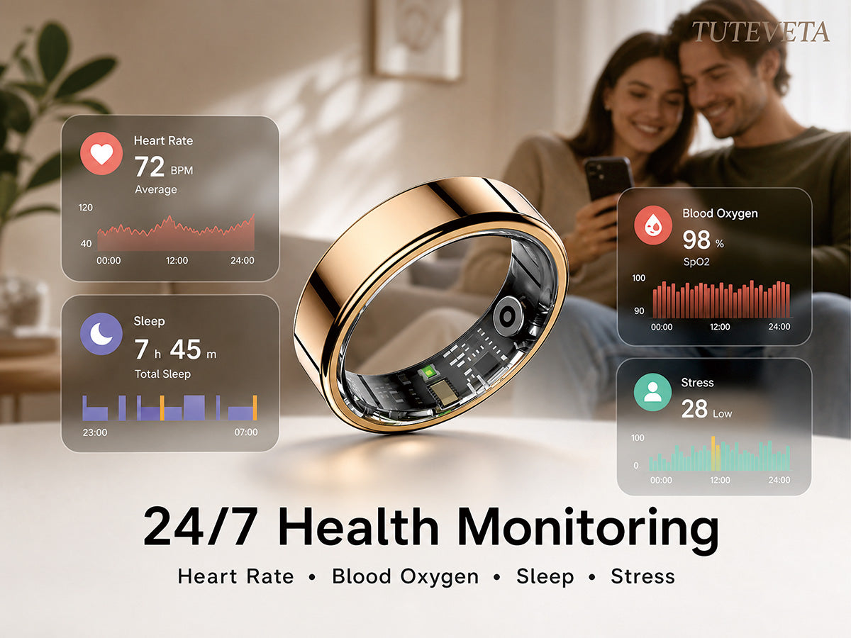 Tuteveta Smart Ring for Couples - Health Tracker & Touch Reminders, No Monthly Fee