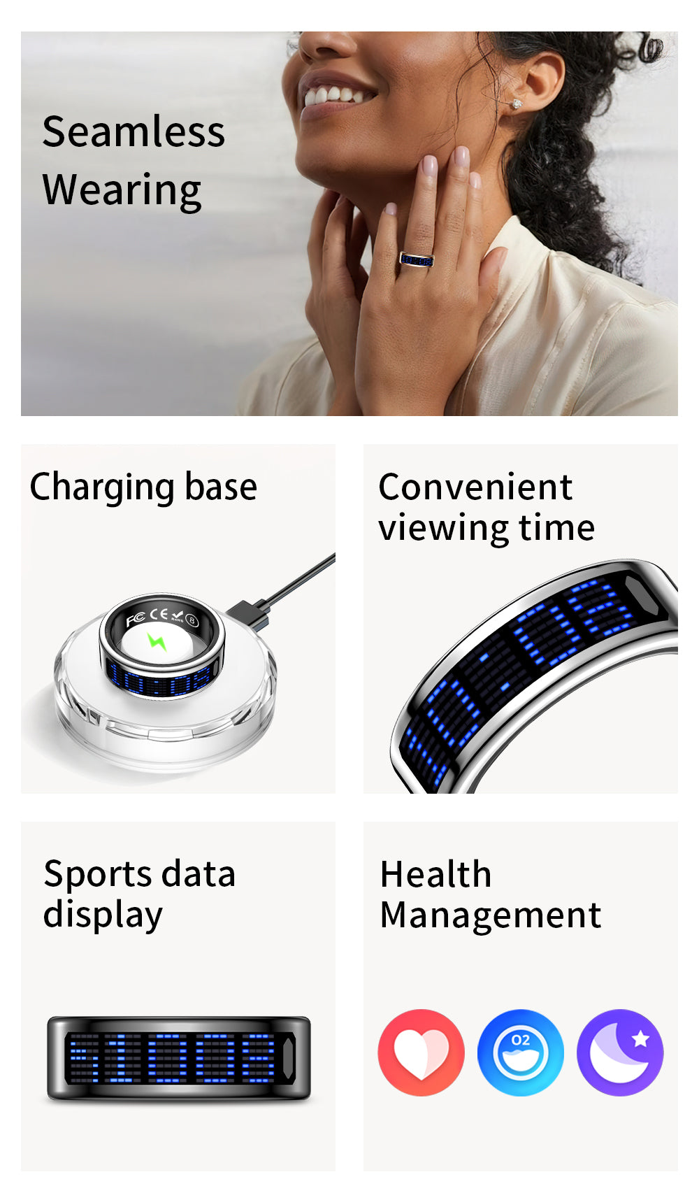 TUTEVETA Smart Ring | Health Monitoring, Sleep Tracking & 100M Waterproof