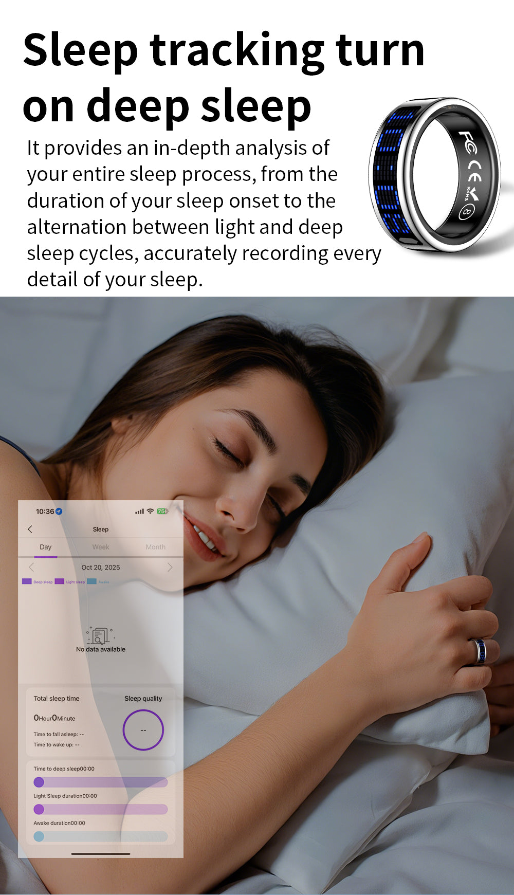 TUTEVETA Smart Ring | Health Monitoring, Sleep Tracking & 100M Waterproof